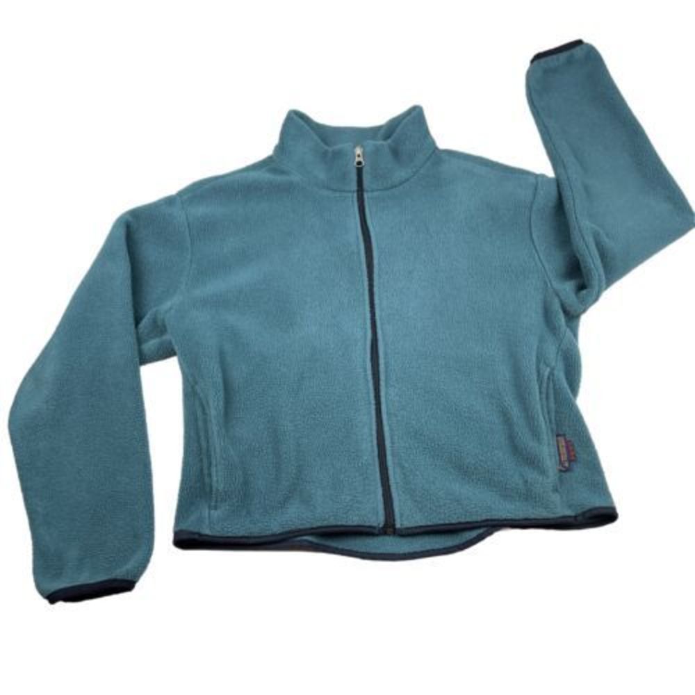 Vintage Woolrich Malden Mills Polar Fleece Jacket Womens Small Green Zip Boxy‎